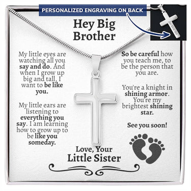 New Big Brother (Little Sister) Cross Necklace - Love You This Much